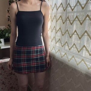Brandy Melville Blue Red Multicolor Plaid Skirt